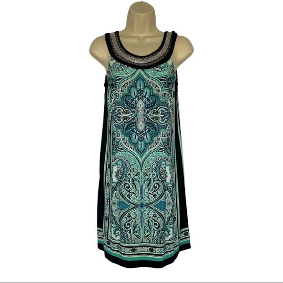 Established 1962 Women’s blue patterned dress Size 4 Petite - Picture 1 of 11